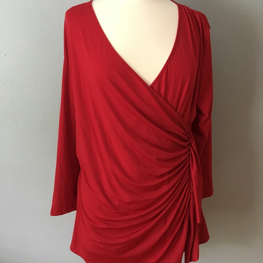 NWT Red Side Swoop Dress Blouse